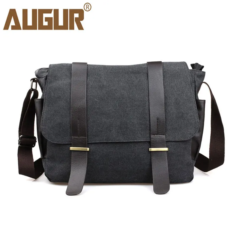 

AUGUR New Fashion Canvas Leather Shoulder Bag Men Business Messenger Bag Casual Men's Crossbody Travel Bags Sac A Main