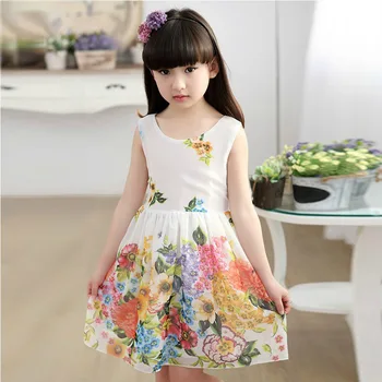 

Summer 2019 new Kids Girls cotton flowers dress children baby princess dress