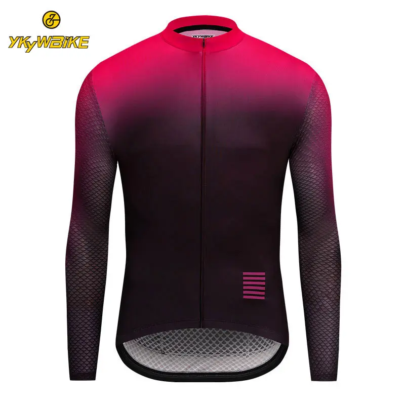 YKYWBIKE длинный рукав Велоспорт Джерси для мужчин MTB велосипедная одежда весна осень дышащая велосипедная одежда Ropa De Ciclismo - Цвет: Gradient purple