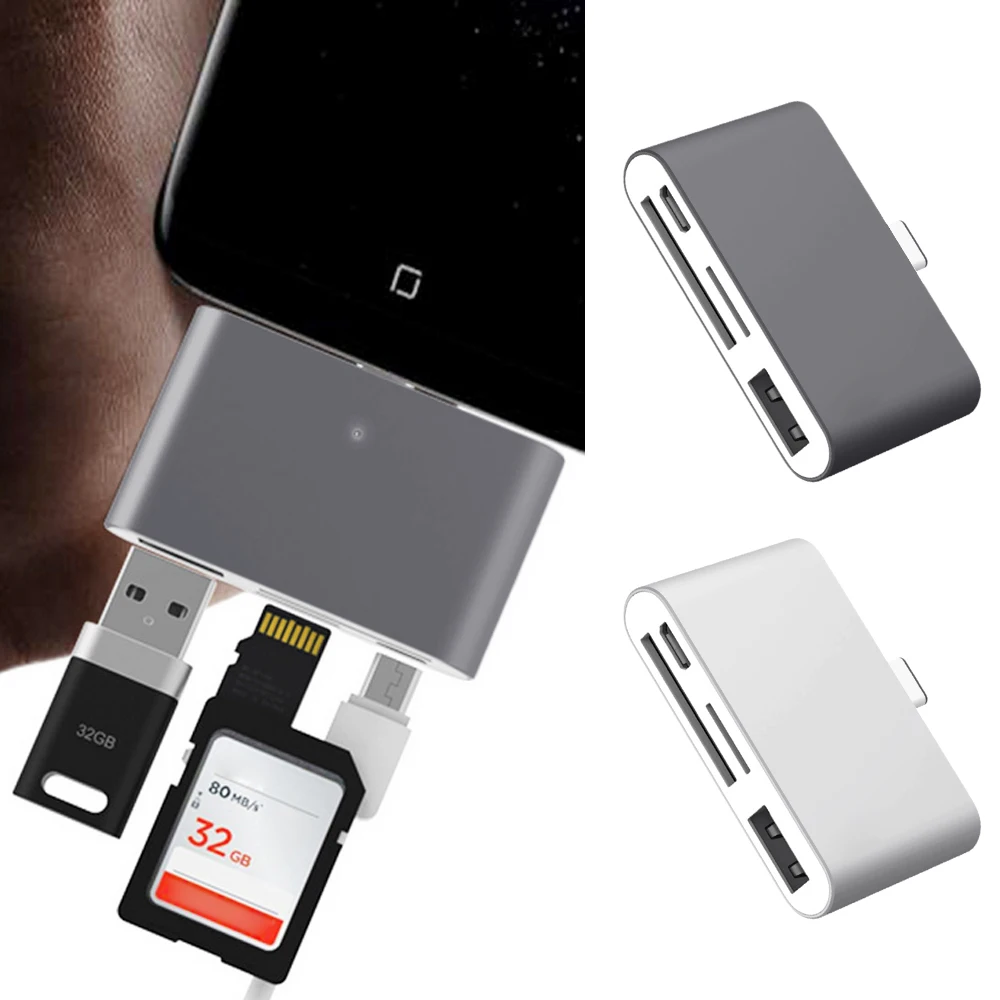 Elisona сплав 3 в 1 type-C type C USB USB-C кардридер адаптер конвертер для CF SD TF Micro SD карты для MacBook S8 Note 8