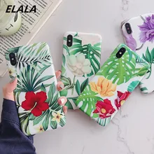 ELALA Flowers Leaf Case For iPhone XR Case Tropical Leaves Print Cover For iPhone XR X Xs Max 6s 6 7 8 Plus Cases IMD Candy Capa leaf print iphone case