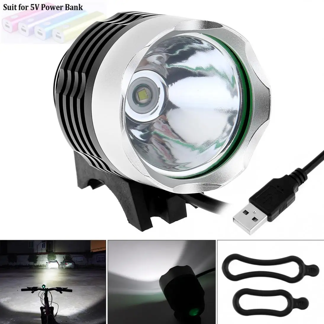 3ModesUSBpowered500LMLEDLBXLT6LEDBikeBicycleHeadlampLight