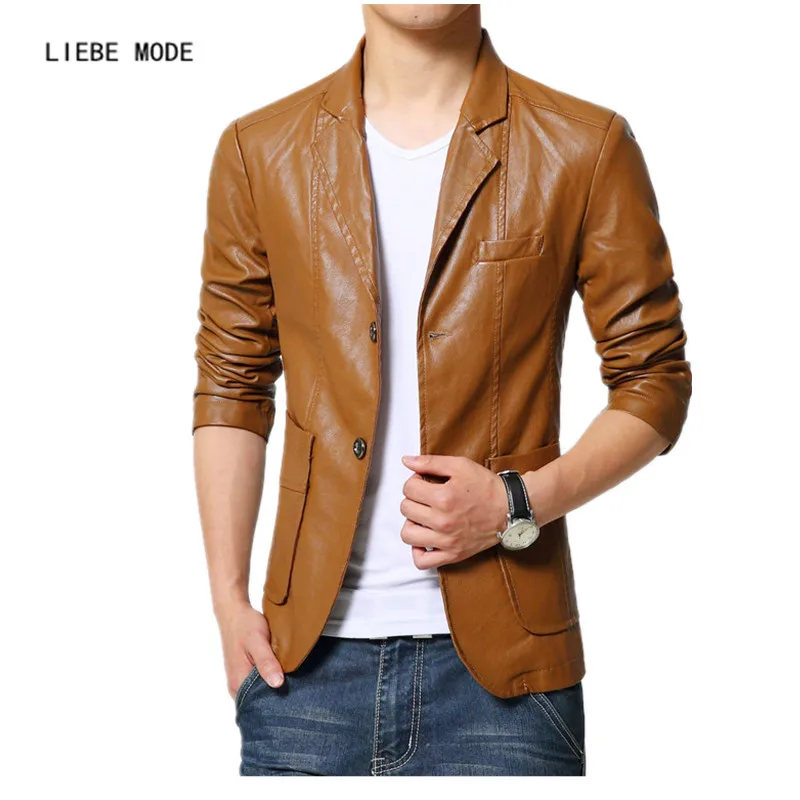 2017 Brand Male Leather Jacket Men Brown Black Plus Size 6XL 7XL Mens Pu Coats Trend Slim Fit Motorcycle Suede Jacket Blazer