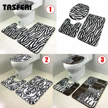 

2018 New 3PCS Lid Toilet Seat Cover Pedestal Rug Bathroom Mat Carpet for Household Car Seat