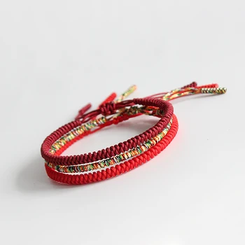 Bracelet Bouddhiste Tibetain - Rouge Et Jaune