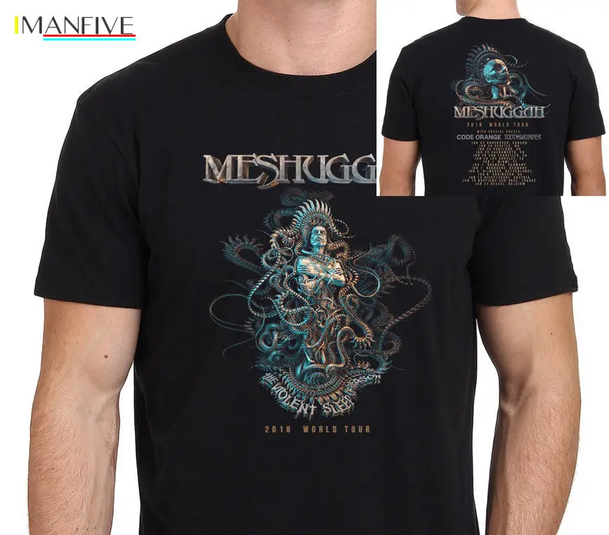 

New Meshuggah World Tour 2019 Men's Black T-Shirt Size S-XXXL Streetwear harajuku Print t shirt men Cotton funny t shirts