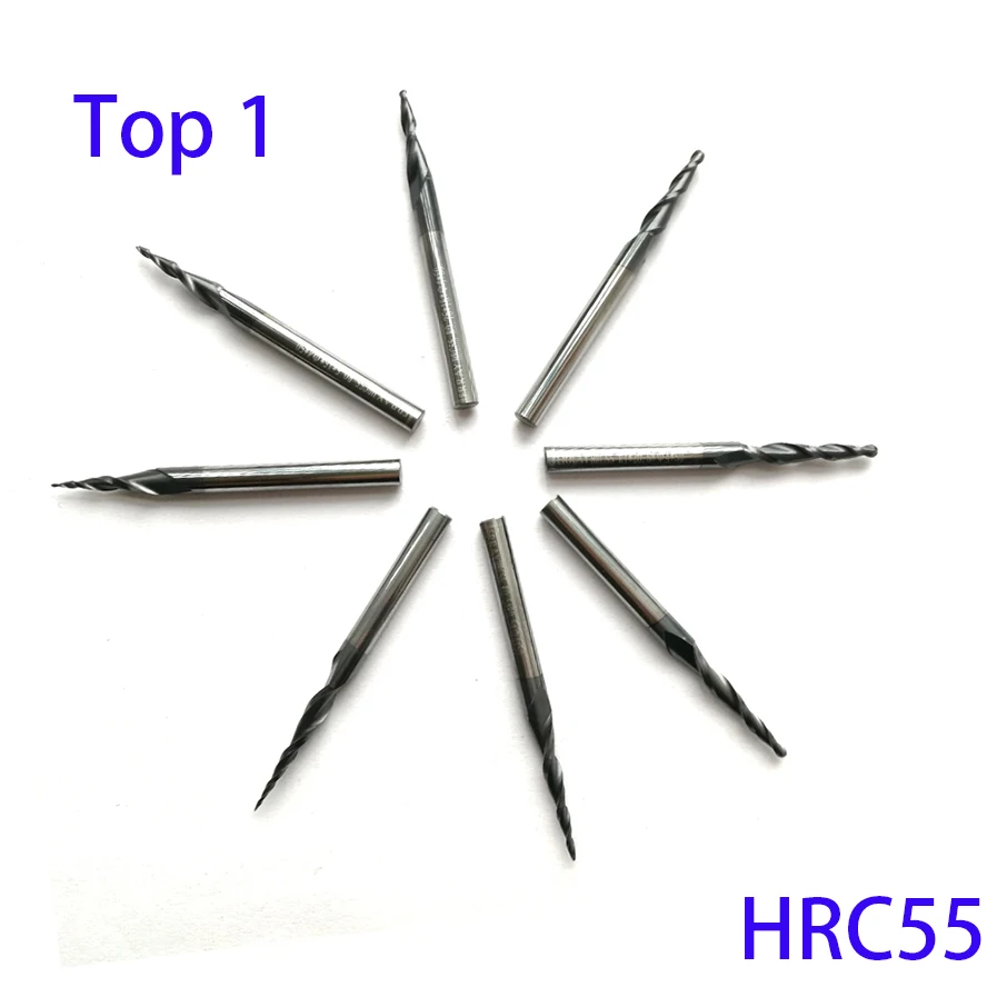

1pc 4mm shank Tungsten solid carbide Tapered Ball Nose End Mills and cone cutter HRC55 with coating