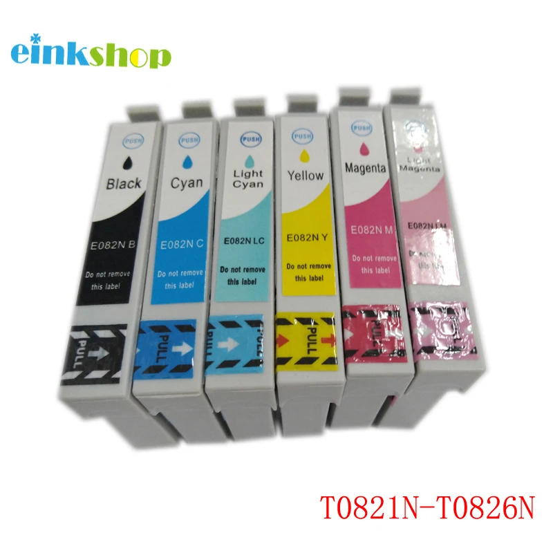 Einkshop 1 комплект T0821 T0821N патрон чернил для принтера Epson R270 R390 TX650 T50 T59 RX590 TX610 TX720 TX700 TX800 RX610 принтер