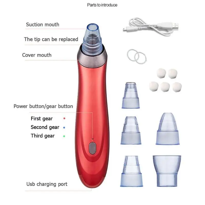 Зарядное устройство USB для удаления угрей 3 режима вакуум поры, акне Удаление прыщей машина, пылесос Инструменты для ухода за кожей лица