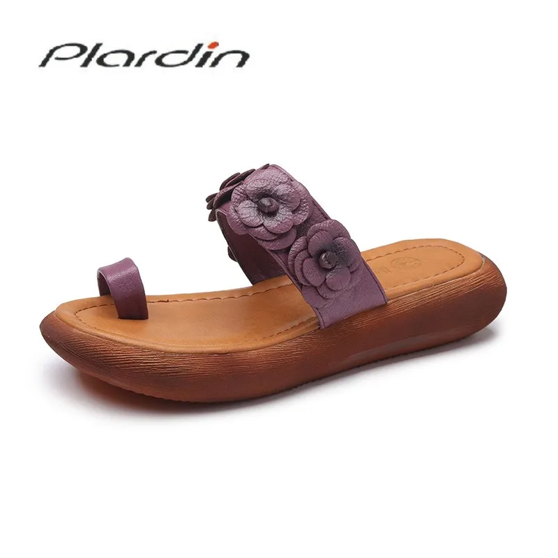 

Plardin New Bohemia Summer Casual Women Wedges Platform Woman Ladies Metal Decoration Women Sandals Genuine Leather Shoes Woman