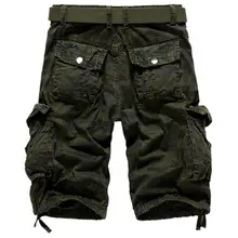 Армейские зеленые камуфляжные шорты для сафари, мужские шорты с большим карманом размера плюс 29-38, короткие штаны для сильного мужчины, большие свободные летние шорты SAN0