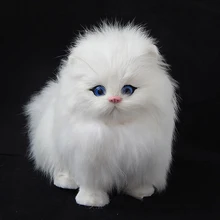 Real cabelo gato bonecas simulação animais de brinquedo gatos vai meowth crianças animais de estimação gato brinquedos de pelúcia ornamentos presente de aniversário eletrônico animal de estimação