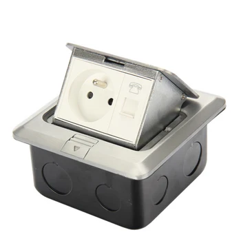 

Boutique ground socket Aluminum alloy square pop-up / French standard socket / telephone interface/ DC-019