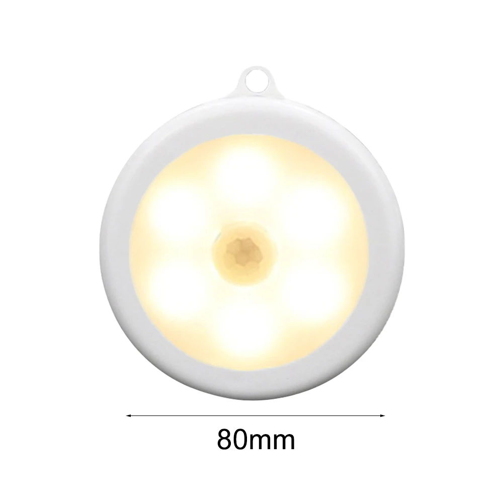 1/3/6 шт. в партии, 6 светодиодов движения Сенсор шкаф светильник диаметром 80 мм Беспроводной детектор светильник Авто включения/выключения лампы для защиты глаз шкаф лампа, лампа светильник