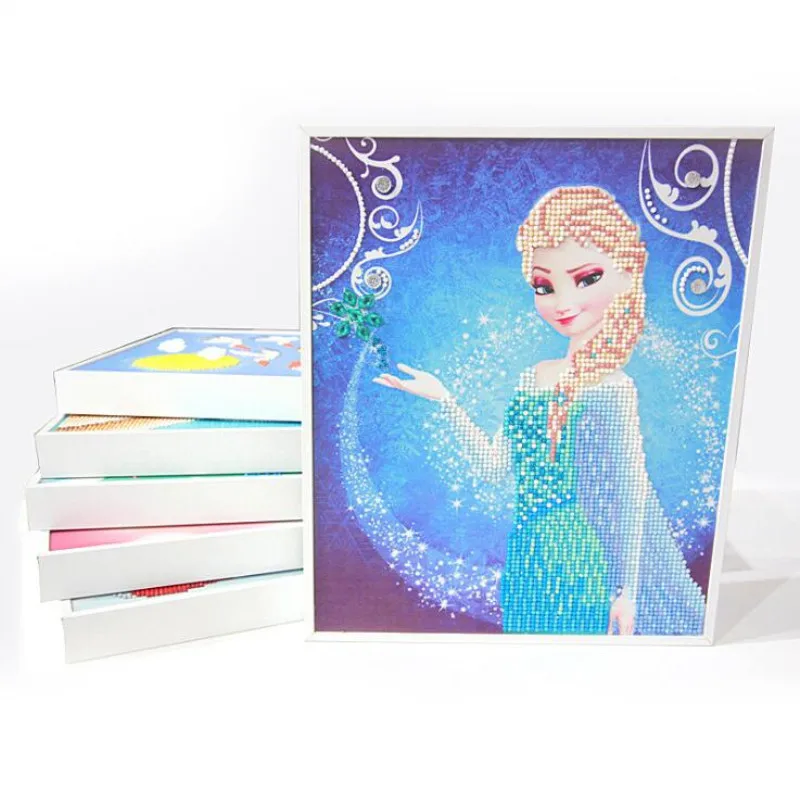 girls Frozen elsa and Anna DIY diamond to draw Toys stickers Toy snow White Princess Sophia Mickey Minnie kids baby gift