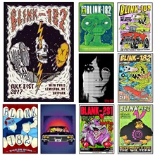 Cartel Vintage The Blink 182 banda de rock punk rock póster europeo y americano equipo de música star dibujo papel blanco Póster 2001