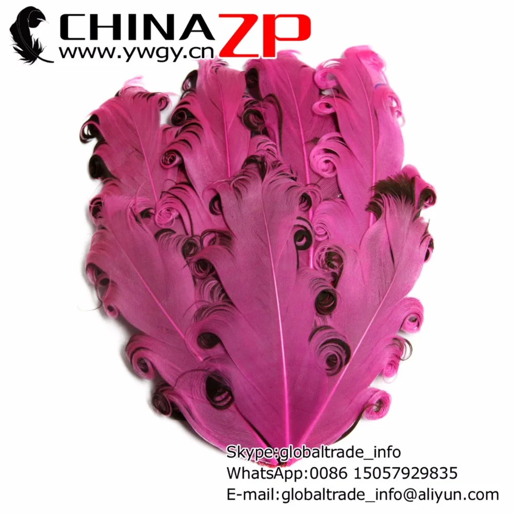 

CHINAZP Factory www.ywgy.cn 50pcs/lot Dyed Bubblegum with Dark Brown Curly Nagorie Goose Feather Pads