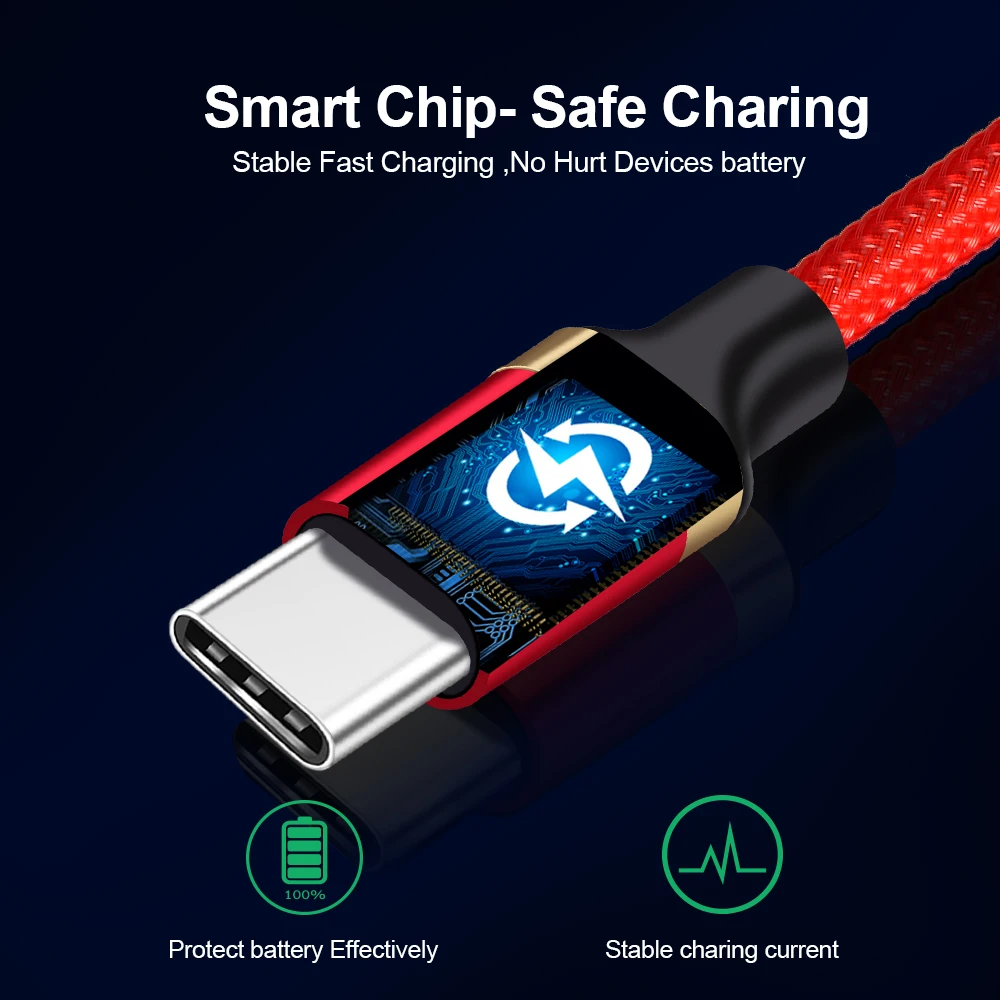 Кабель Marjay 2.4A usb type C нейлоновый кабель для быстрой зарядки USB C для samsung S8 S9 S10 Note 9 Xiaomi mi6 mi8 телефонный кабель для передачи данных и USB-C