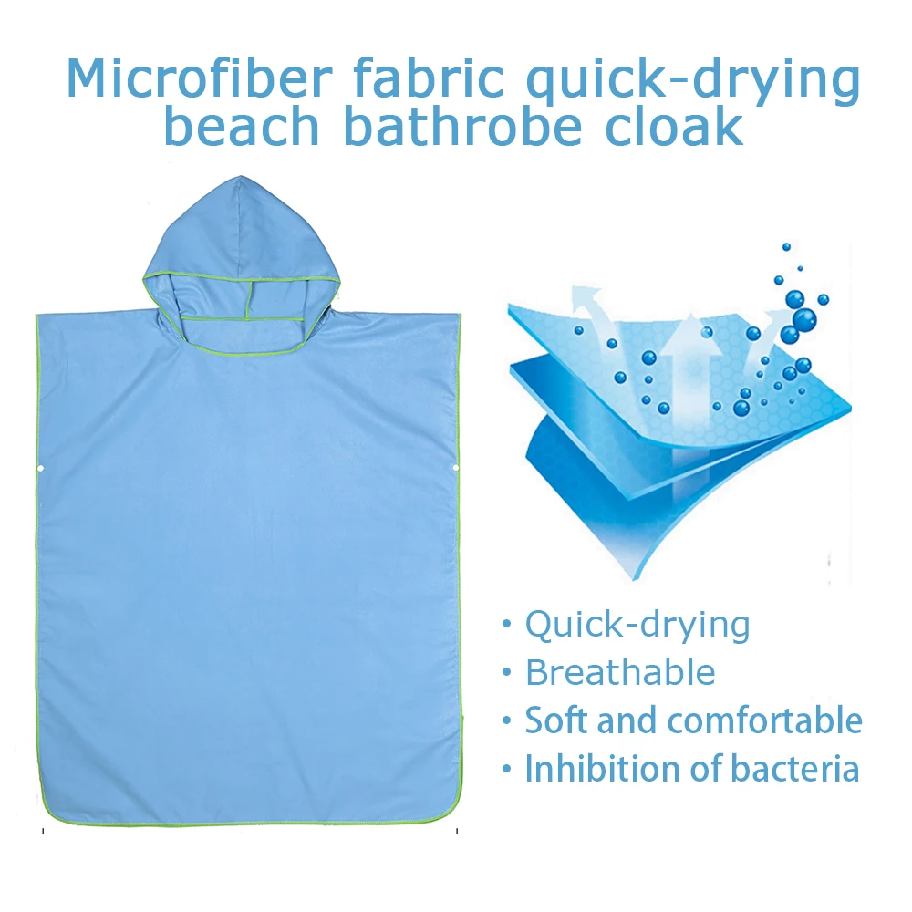 Детский пляжный банный халат, впитывающее микроволокно, меняющее пончо, синие детские полотенца с капюшоном, одежда для переодевания на пляж, Рождество