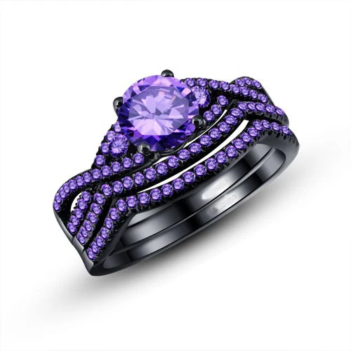 purple engagement couple rings cubic zirconia black womens wedding ring set jewelry fashion rings for women elegant - Purple Wedding Ring purple engagement couple rings cubic zirconia black womens wedding ring set jewelry fashion rings for women elegant - Purple Wedding Ring