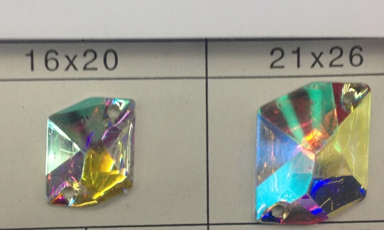 

Free shipping~! 50~1000pcs/Lot,16x20mm,21x26mm hexagon Profiled shape crystal AB color Flat Back Sew On Resin Beads.