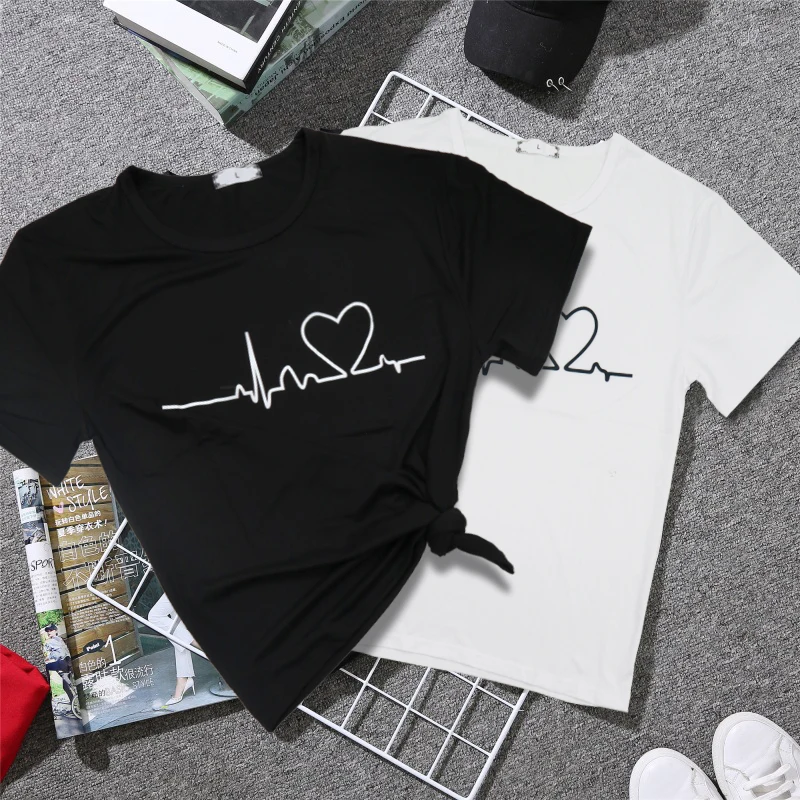 Новинка, Харадзюку, женские футболки с принтом Love, повседневные топы, летние женские футболки с коротким рукавом, женская одежда