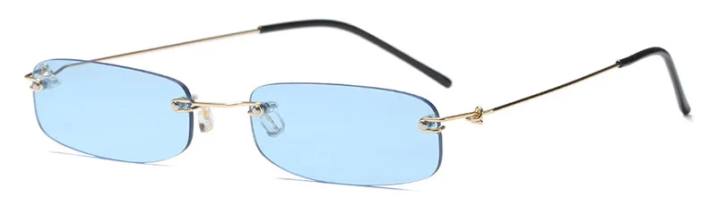 SHAUNA ультралегкие женские маленькие солнцезащитные очки без оправы популярные мужские прозрачные фиолетовые синие красные оранжевые солнцезащитные очки UV400 - Цвет линз: Blue