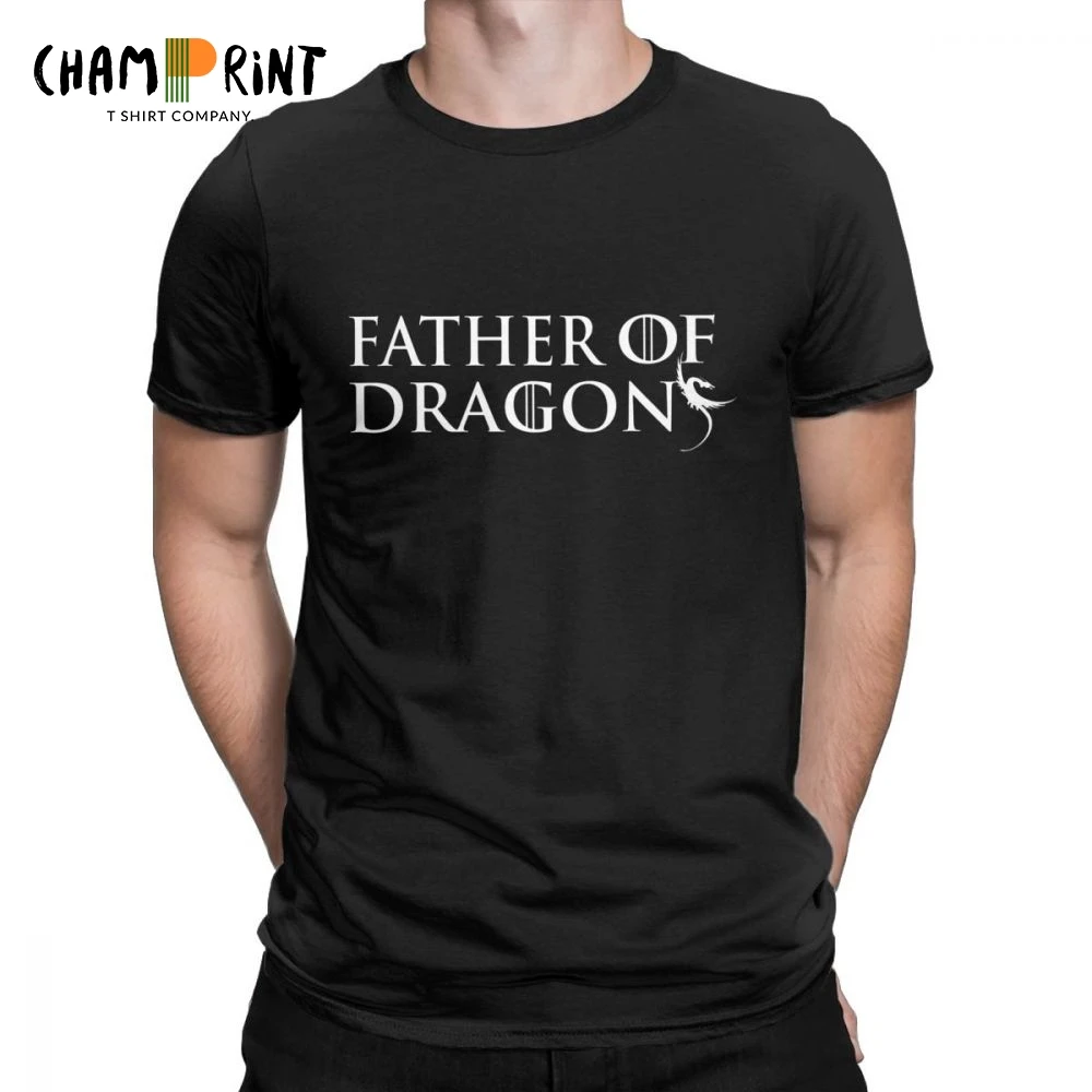 

Vintage Father Of Dragons T-Shirt for Men Cotton T Shirt Dracarys Game Of Thrones Short Sleeve Tee Shirt Gift Idea Tops