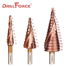 Drillforce M35 кобальтовое ступенчатое сверло 4-12/4-20/4-32 мм высокоскоростное стальное сверло спиральный паз треугольный хвостовик для нержавеющей стали