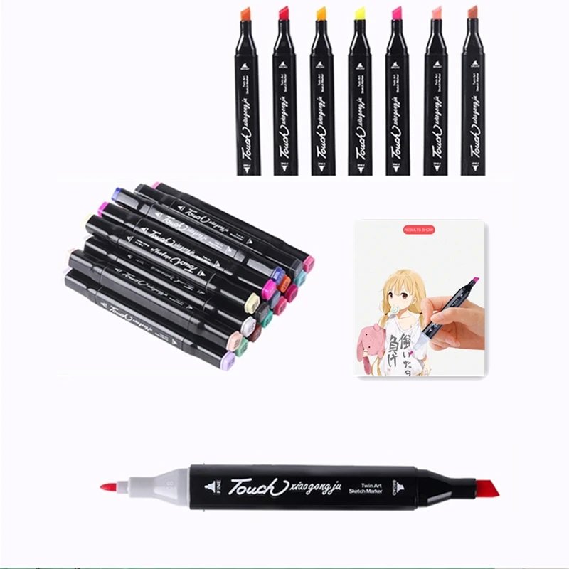 

30/40/60/80 Colors Dual Tip 1/6mm Fast Dry Permanent Marker Pen CD Fabric Drawing Artist Anime Painting School Office Stationery