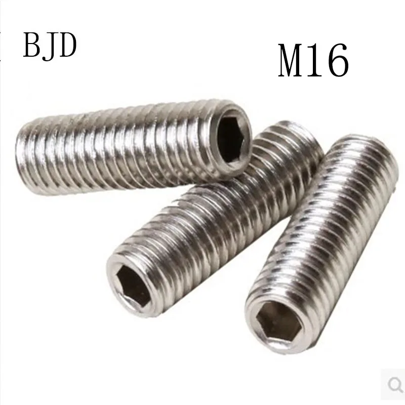 2pcs DIN916 GB80 M16 bolts 16mm Six angle headless screw in stainless steel fixed bolt for