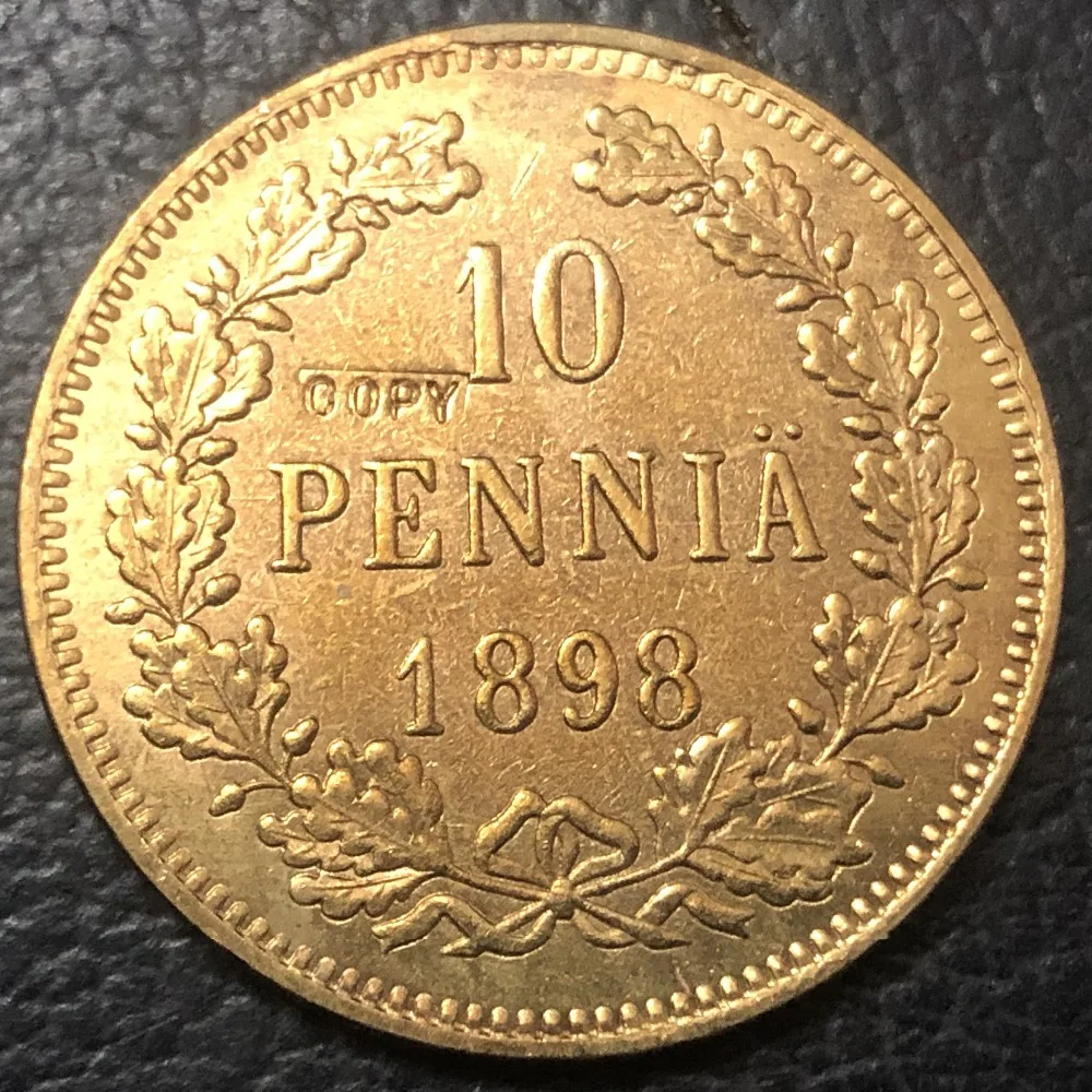 

1898 Finland 10 Pennia-Nikolai II Copy Copper Coin