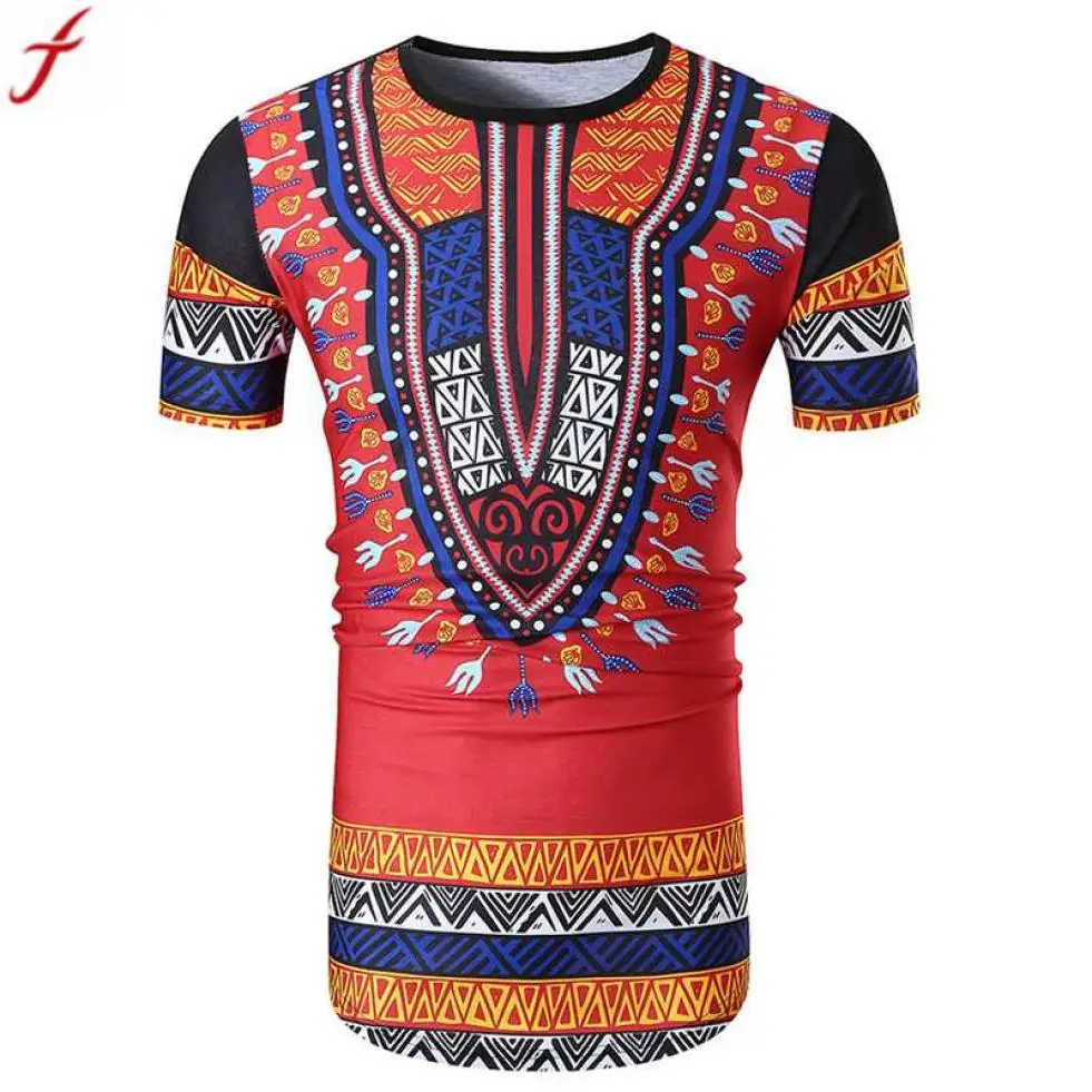T Shirt Men 2018 Summer Casual African Print O Neck Pullover Shirt