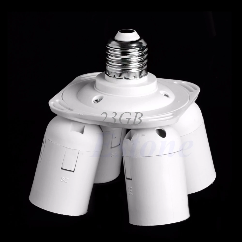 

4 in 1 E27 Base LED Light Lamp Bulb Adapter Holder Socket Splitter For Softbox D04