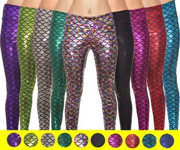 

11 Colors 3D Fishscale Mermaid Cosply Women Casual Pants Breathable Elastic S To 3xL Plus Size Pants