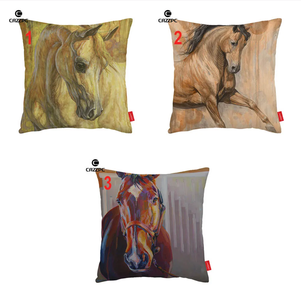 Watercolor Abstract Art Horses Print Decorative Throw Pillowcase Pillow