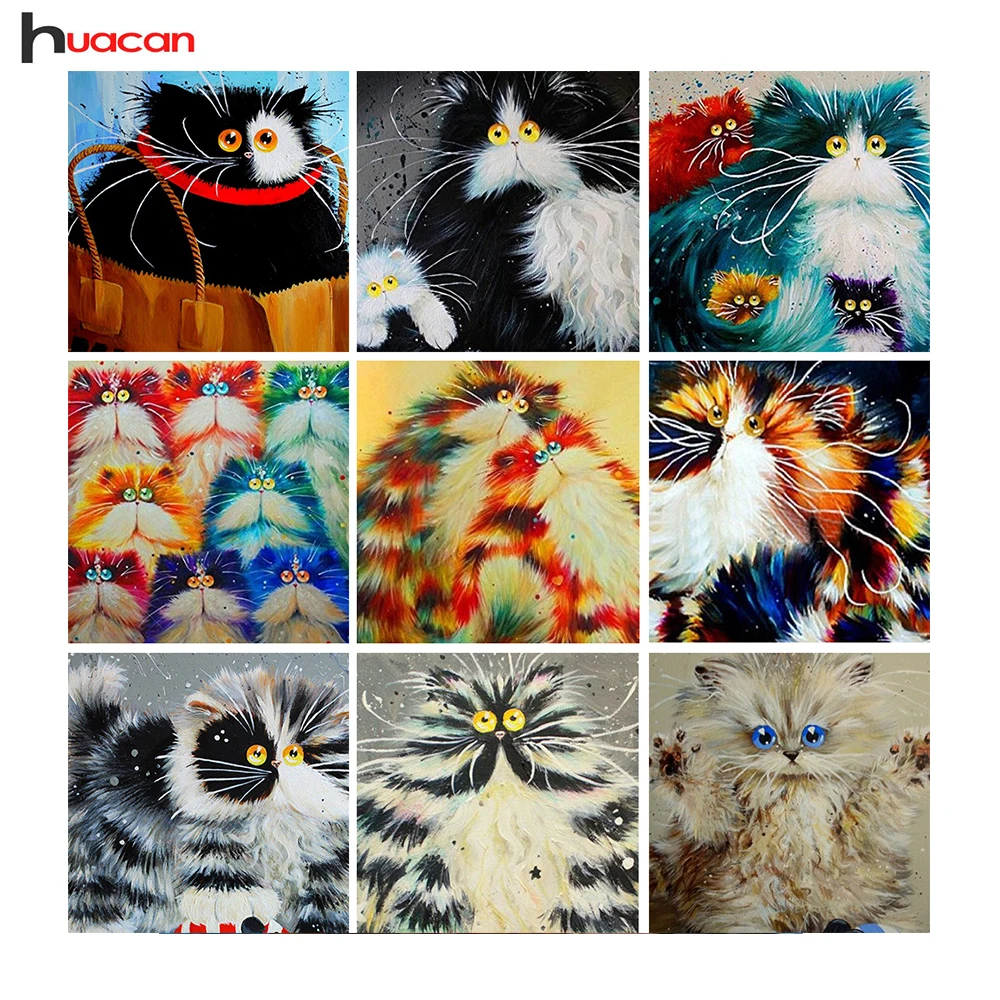 

Diamond Embroidery Cat Full Round Diamond Painting Cross Stitch Cartoon Pattern Of Rhinestone Diamond Mosaic Home Decoration