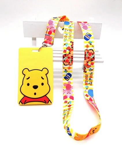 

New 1 pcs Soft Silicone cartoon bear Sign Card ID Holder With Hanging String Keychain TT-20