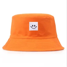 Новинка, женская панама, шляпы от солнца, хлопковая уличная дорожная шляпа рыбаков, шапка со смайликом, повседневная Кепка с вышивкой