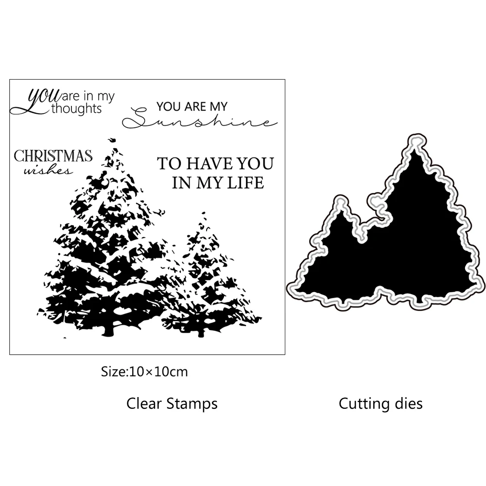 

Christmas tree Metal Cutting Dies and Clear stamp Set for DIY Scrapbooking Photo Album Decoretive Embossing Stencial
