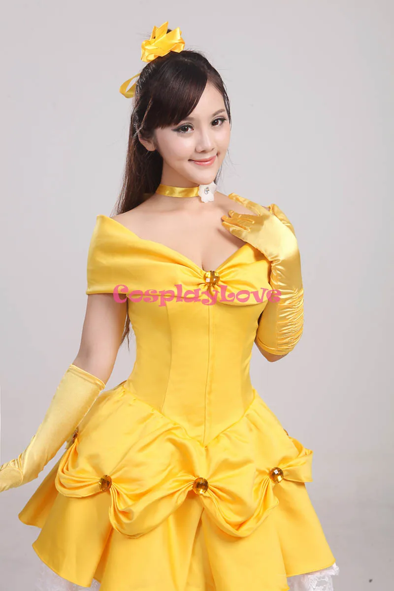 CosplayLove Custom Made Beauty And The Beast Belle Princess Yellow Short Dress Cosplay Costume For Halloween Christmas Party (6)