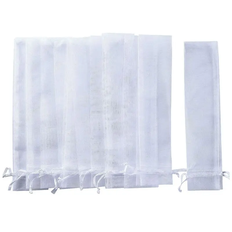 

100 Pack Folding Hand Fan Pouch Drawstring Organza Bags Folding Fan Pocket Bag for Outdoor Wedding Party Favor Gift Bags