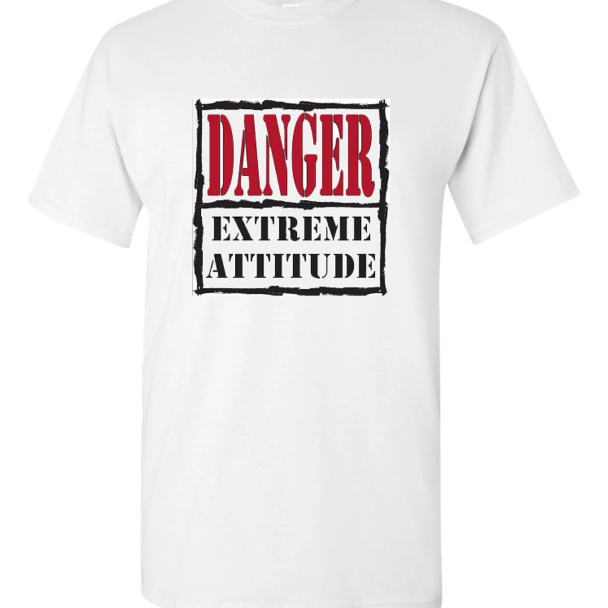 Men White Danger - Extreme Attitude Tee Shirt, Tee Shirt, Inspiration, Colorful, Work Out Shirt, Gym Tee, Funny Tee, Winner Tee, Runner