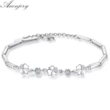 Anenjery 925 пробы серебряные циркониевые браслеты на удачу для женщин pulseira feminina подарок на день Святого Валентина S-B105