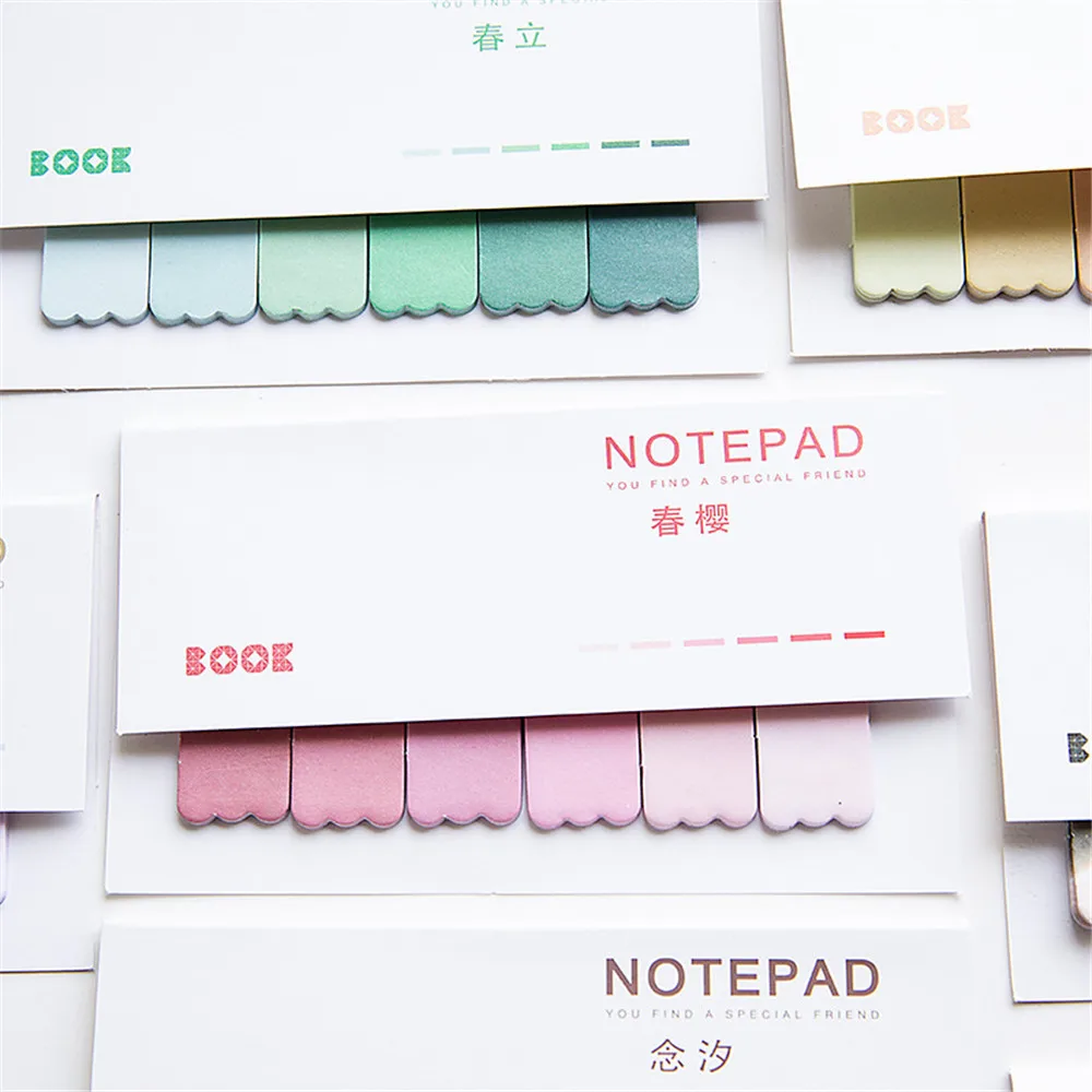 

2pcs Memo Pad Sticky Notes Paper Sticker Notepad Kawaii Stationery DIY Scrapbooking Gradient Color Stickers Message Writing Note