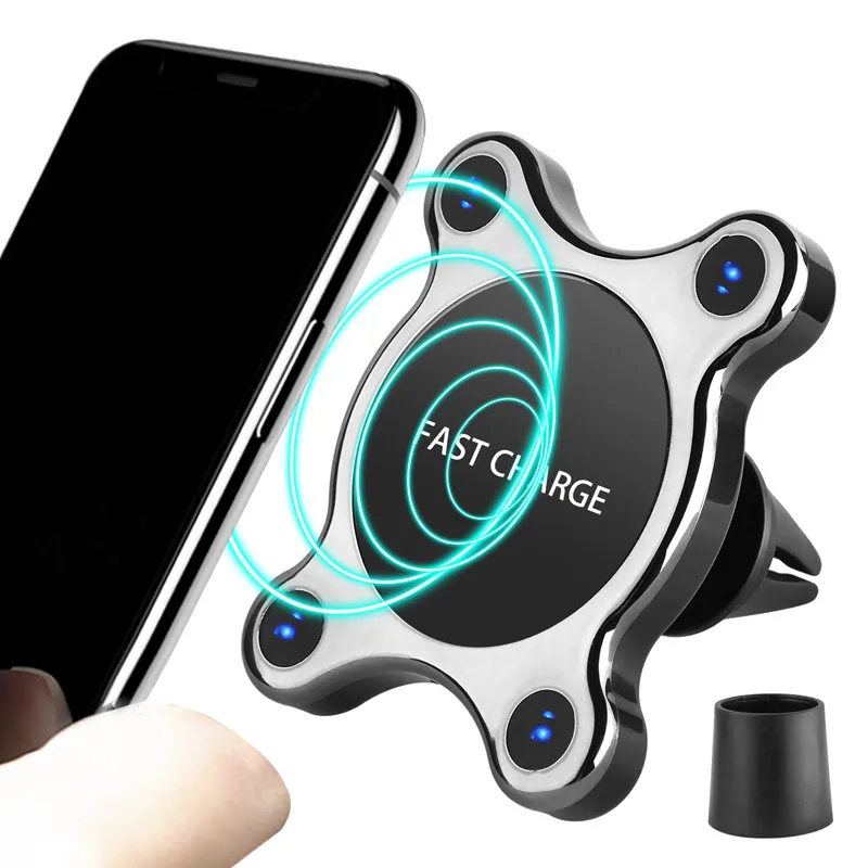 Magnetic Car Phone Holder Qi Wireless Car Charger For iPhone XR XS X Car Mount USB Fast Charger Pad Stand For Samsung Galaxy S9
