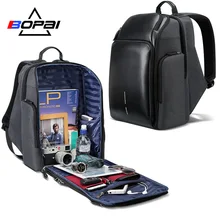 BOPAI студенческий школьный рюкзак стильный кожаный рюкзак для ноутбука водонепроницаемый мужской большой брендовый рюкзак дорожные сумки