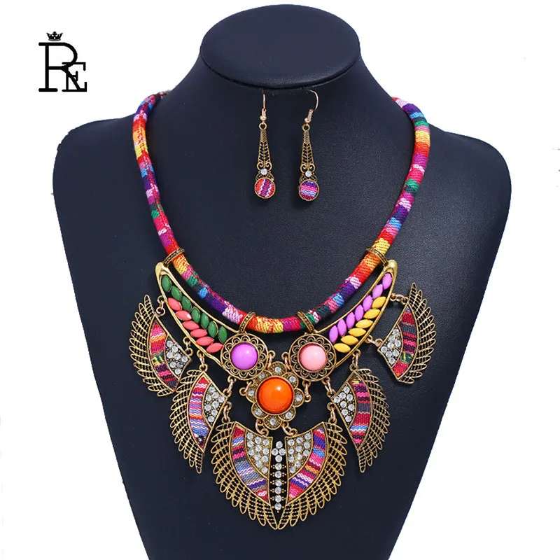 RE Fashion Bohemia Big Necklace&Pendants For Women Multicolor Statement