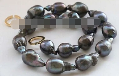 

11.24 17.5" Genuine Natural Black Reborn Keshi Pearl Necklace 14k (A0511)