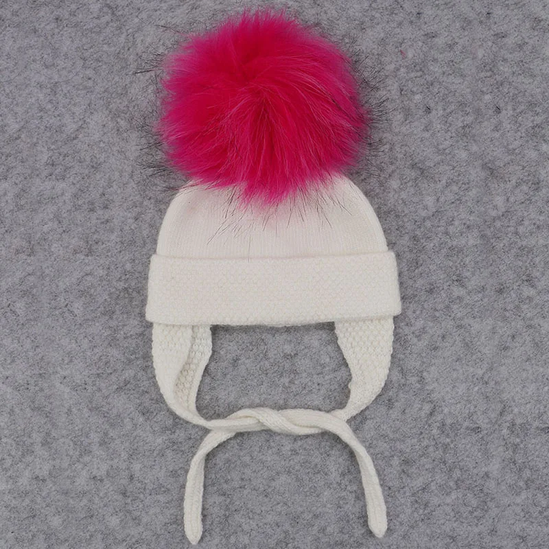GZhilovingL/теплые шапочки для новорожденных мальчиков и девочек; милые мягкие шерстяные шапки; помпон с искуственным мехом; шапки для детей ясельного возраста - Цвет: white 6